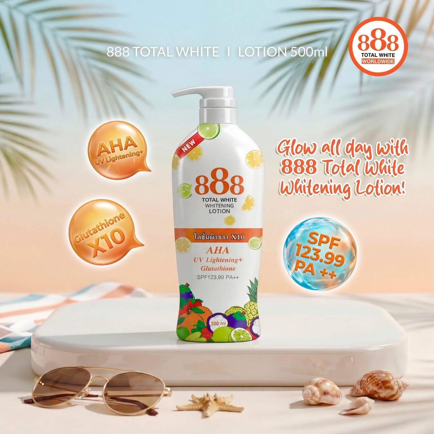 888 Total White Whitening Lotion 500ML