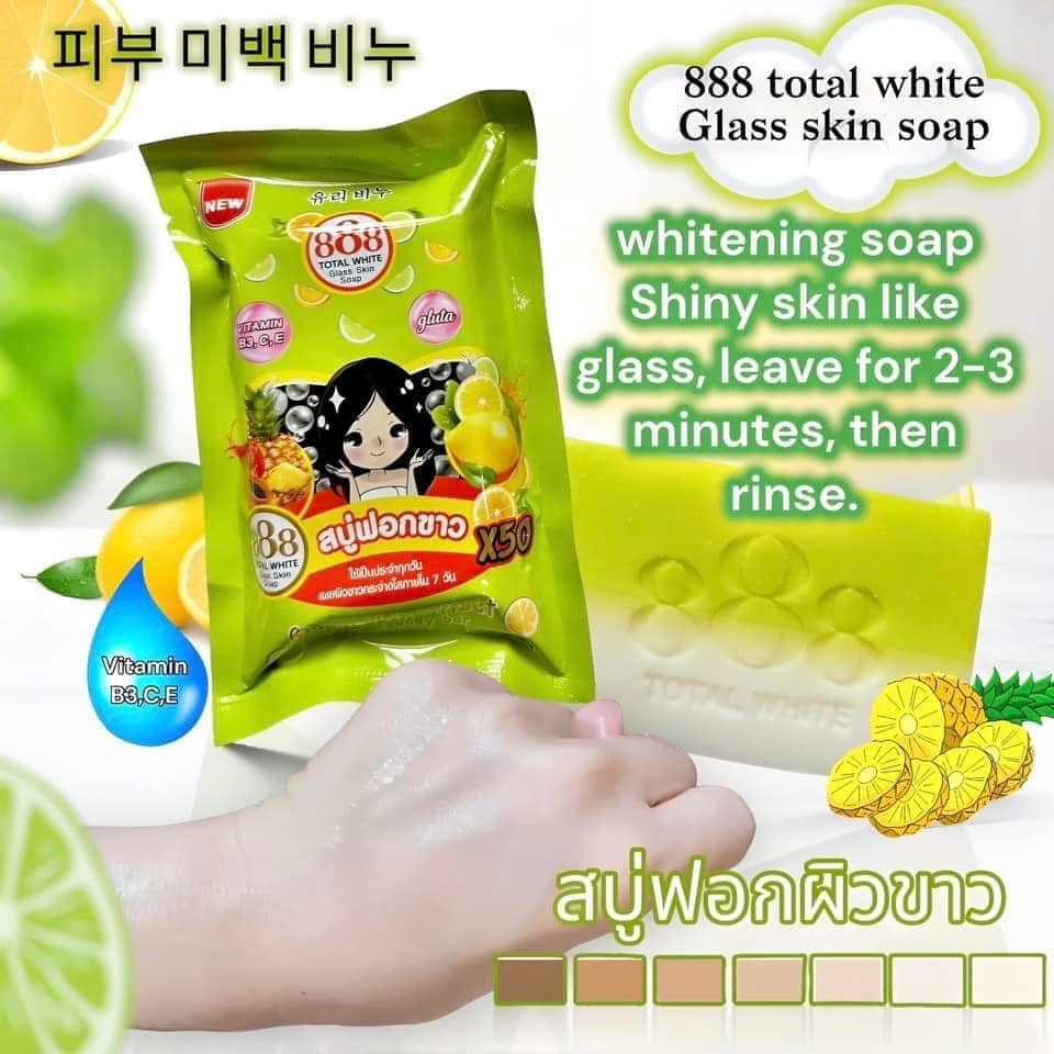 888 Total White Glass Skin Soap from Thailand