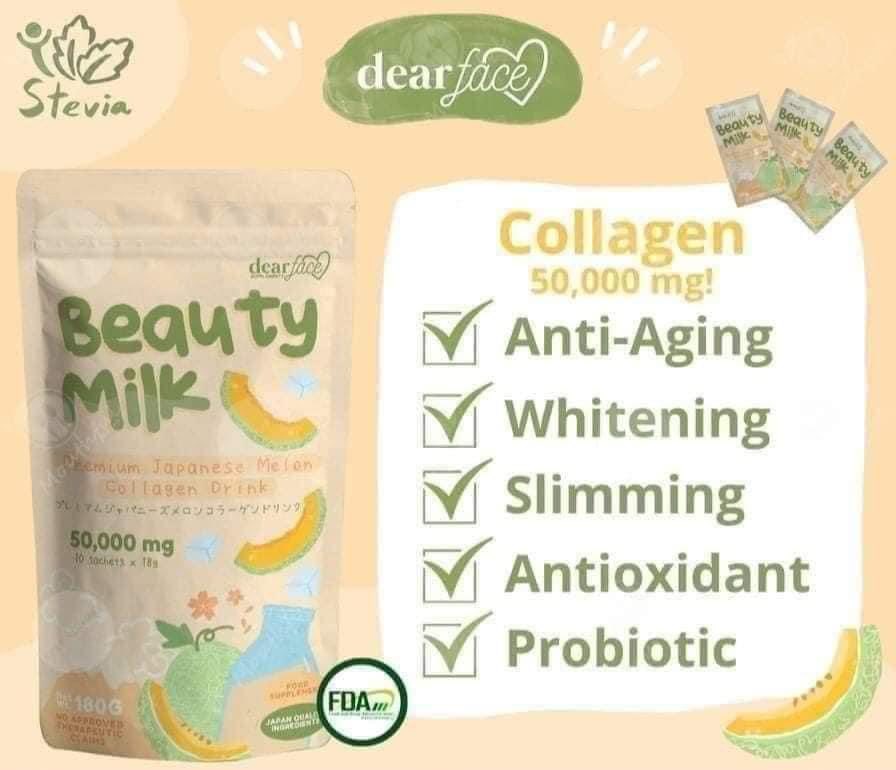 Dear Face - Beauty Milk Premium Japanese Melon Collagen Drink - 10sachet