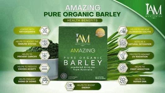 I AM - Amazing Pure Organic Barley - Powdered Drink Mix From Australia- 10sachet