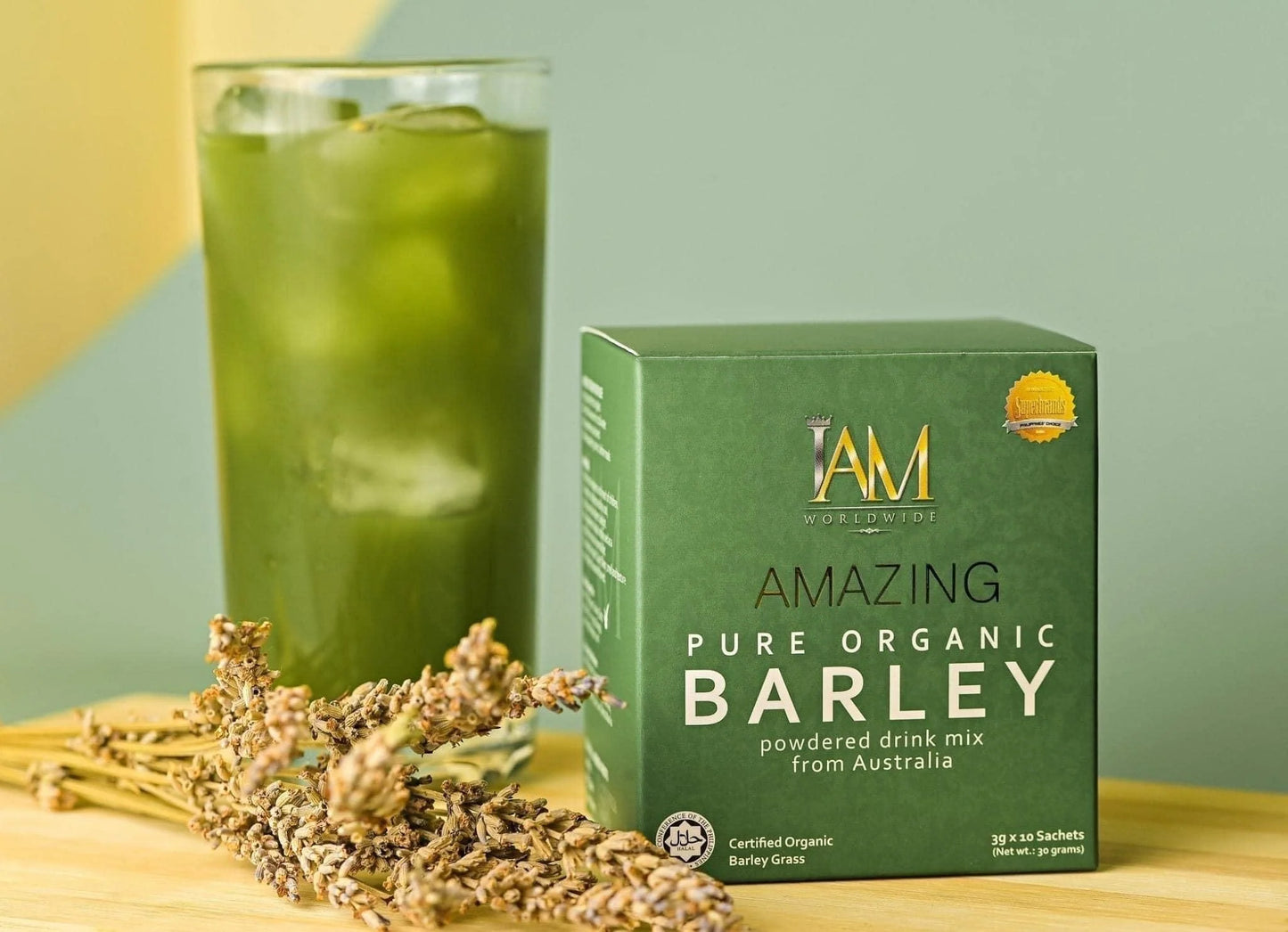 I AM - Amazing Pure Organic Barley - Powdered Drink Mix From Australia- 10sachet