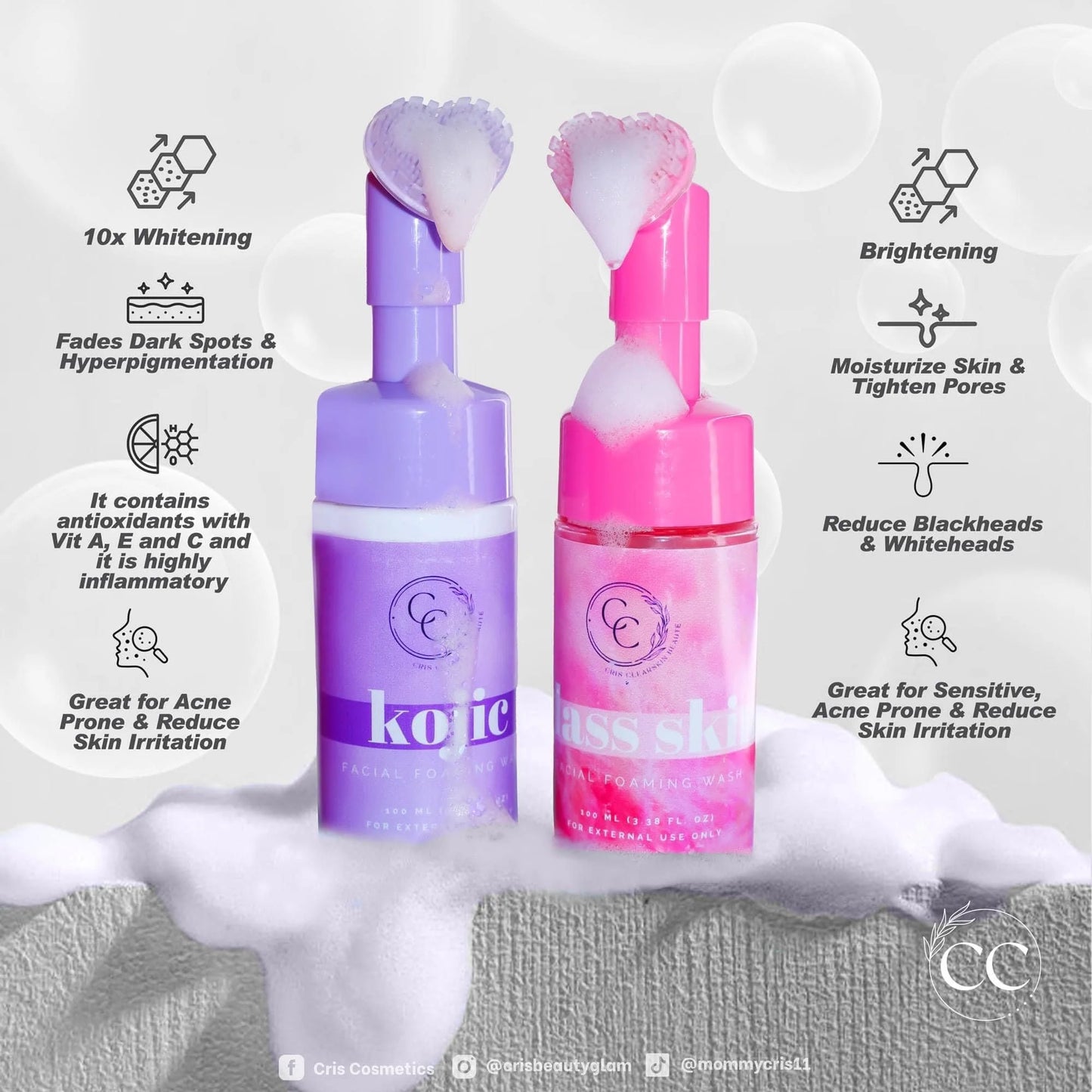 Kojic Facial Foaming Wash - Cris Cosmetics - 100ml